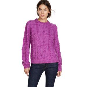 Demylee Cable Knit Sweater Womens Small Purple Fuschia Crew Neck Wool Mohair